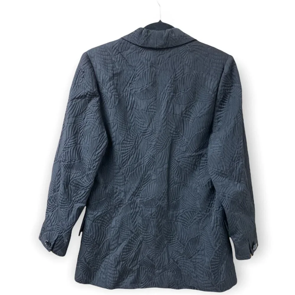 Vintage Textured Leaf Print Blazer